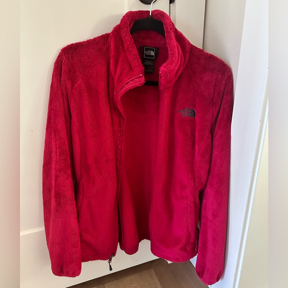The North Face pink Sherpa zip up size S